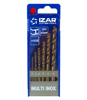 34204 JUEGO BROCAS DIN338 6-UDS. - 1462 - 2-3-4-5-6-8 HSSE MULTI-INOX (1021) IZAR