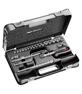 J.161-4P12 JUEGO VASO 3/8 12P MM J.161B 24PC   FACOM