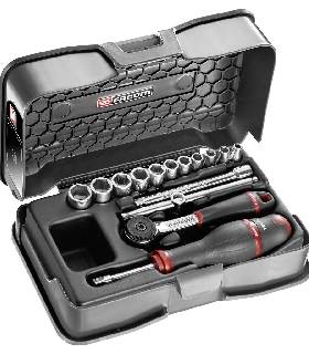 R.161-2P6 JUEGO VASO 1/4 6P MM R.161B 15PC   FACOM