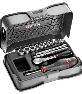 RL.161-2P6 JUEGO VASO 1/4 6P MM RL.161 15PC   FACOM