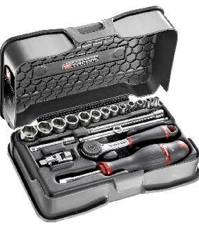 R.161-3P6 JUEGO VASO 1/4 6P MM R.161B 19PC   FACOM