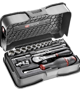 RL.161-3P6 JUEGO VASO 1/4 6P MM RL.161 19PC   FACOM