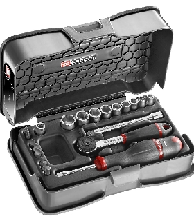 R.161-4P6 JUEGO VASO 1/4 6P MM R.161B 21PC   FACOM