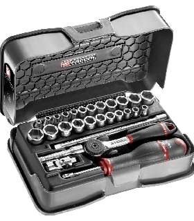 R.420AMU JUEGO VASO 1/4 6P MM IN R.161B 34PC   FACOM